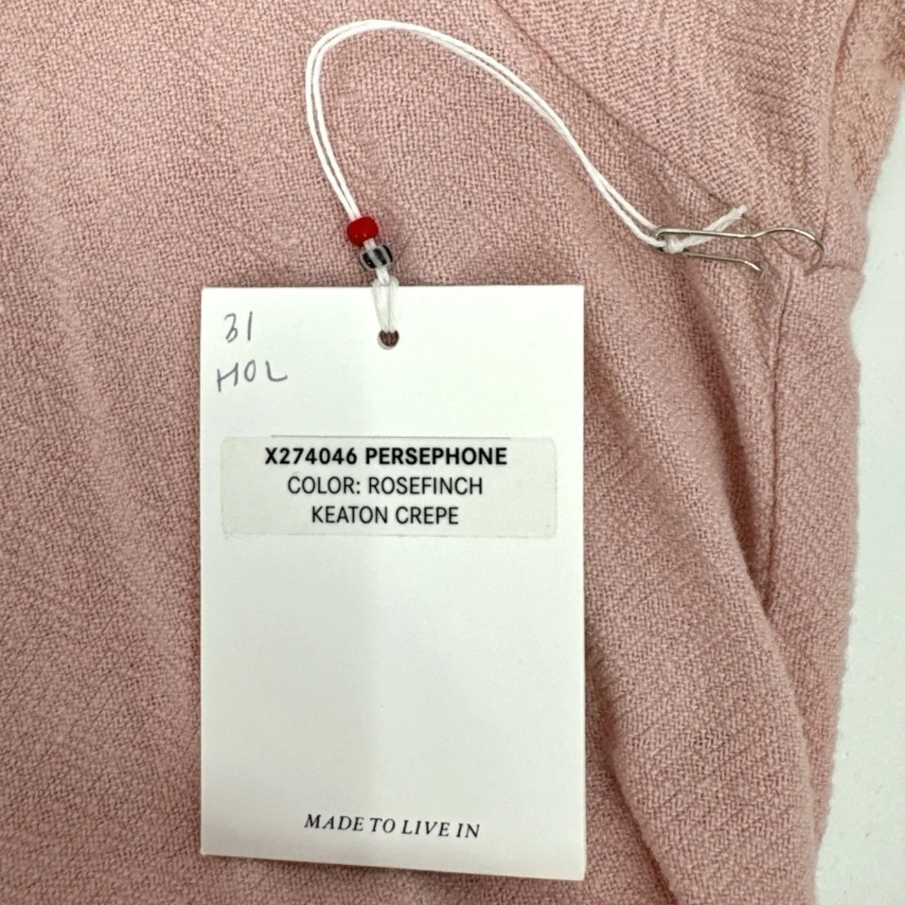 Xirena Persephone Pink Midi Dress Small Button Front Tie Waist NWT - Picture 8 of 11